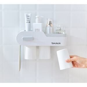 Wall Mount Toothbrush Holder , Large Capacity Bathroom Organizer, Easy Install
